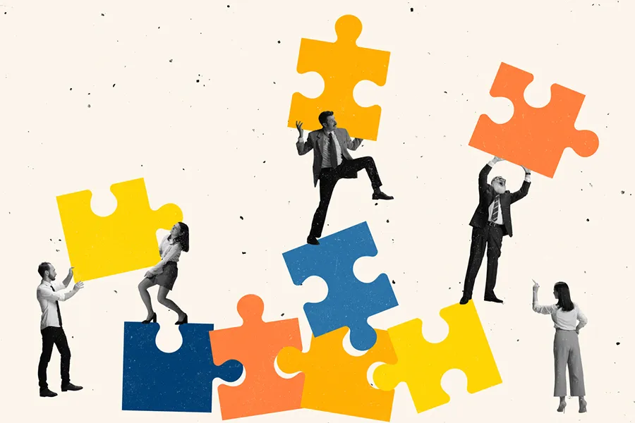 A team building toward a shared solution