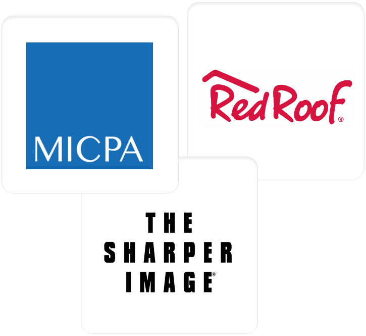 MICPA, Red Roof, The Sharper Image Logos